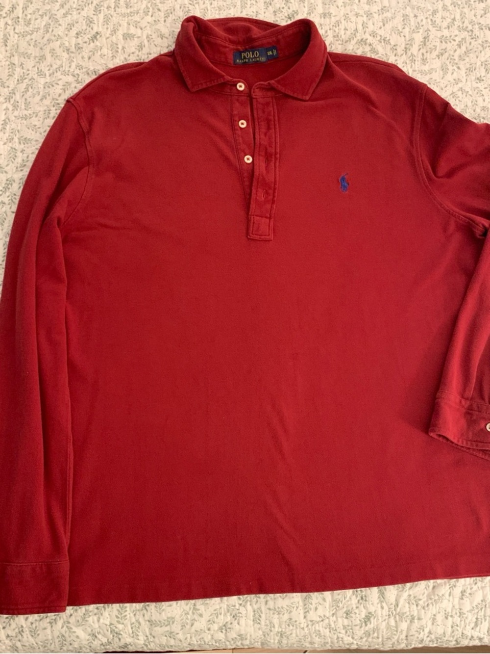 Ralph Lauren POLO men’s XXL burgundy Pima cotton L/S polo #41381